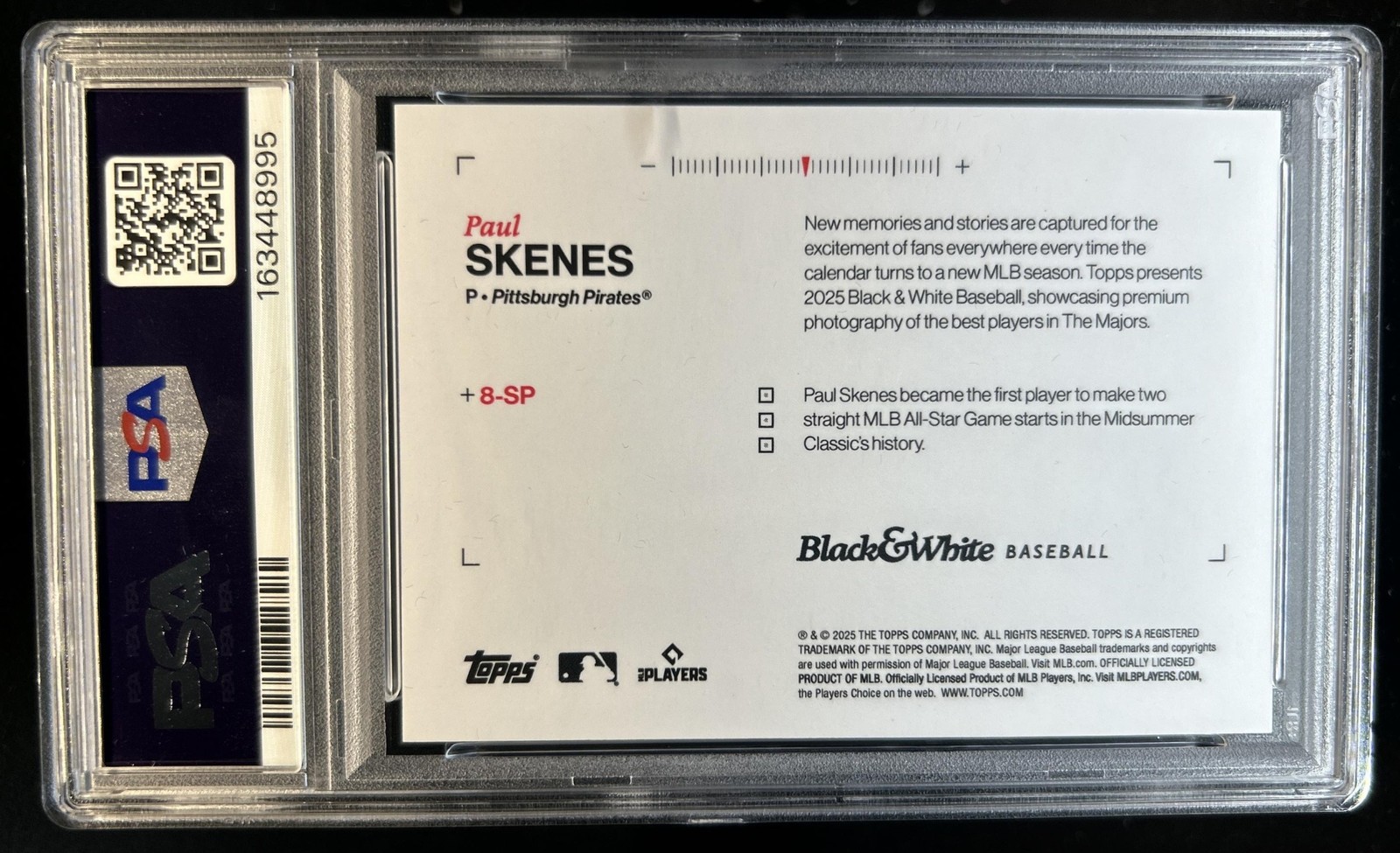 2025 Topps B&W Paul Skenes Image Variations Short Prints SP #8-SP PSA 10 view 2