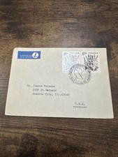 Vintage 1980 Polish Postal Envelope Cover Air Mail To USA With 2 Stamps