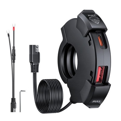 Motorcycle Charger Ultra-Narrow Dual USB Type C 30W PD & Quick Charge 3.0 Mot...