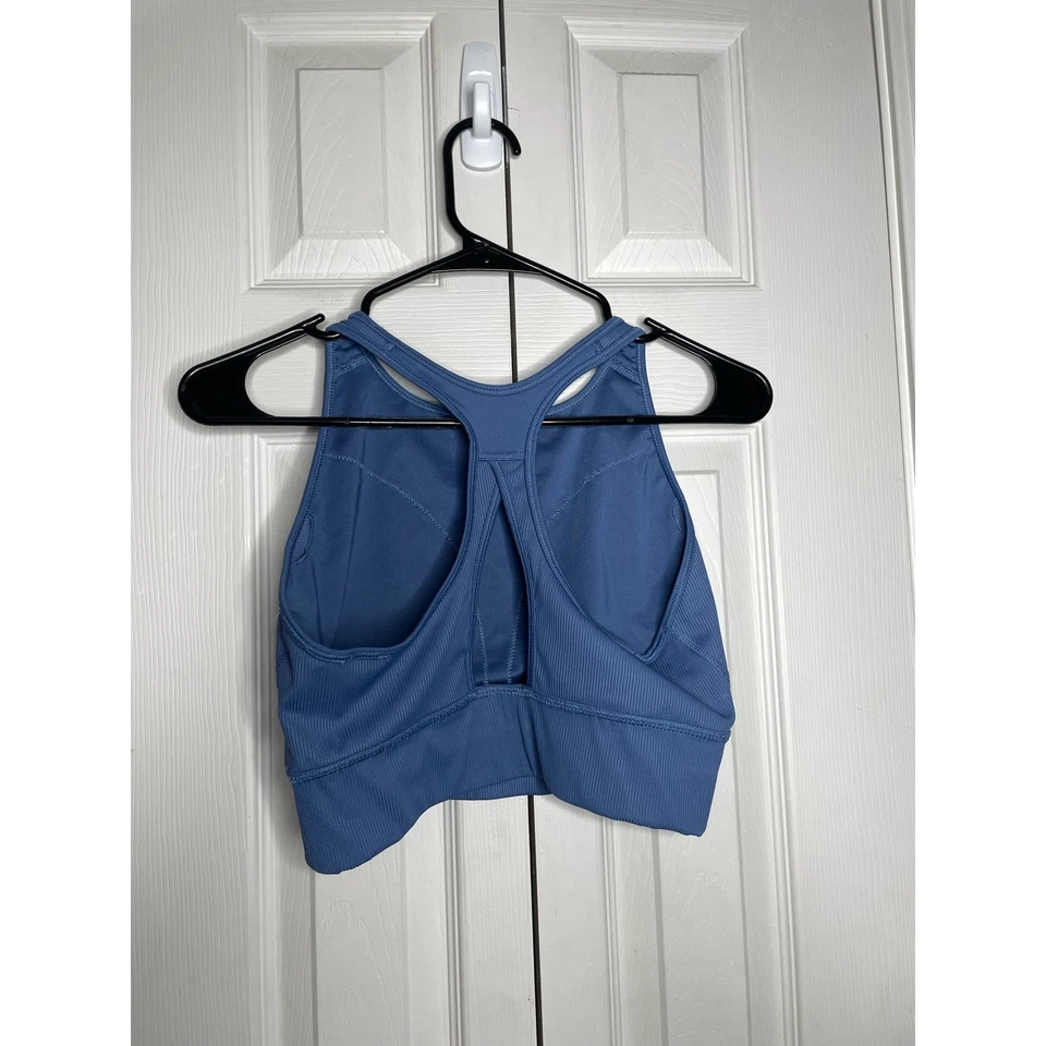 Adidas Sports Bra Blue High Neck Womens Size Large - Изображение 3 из 4