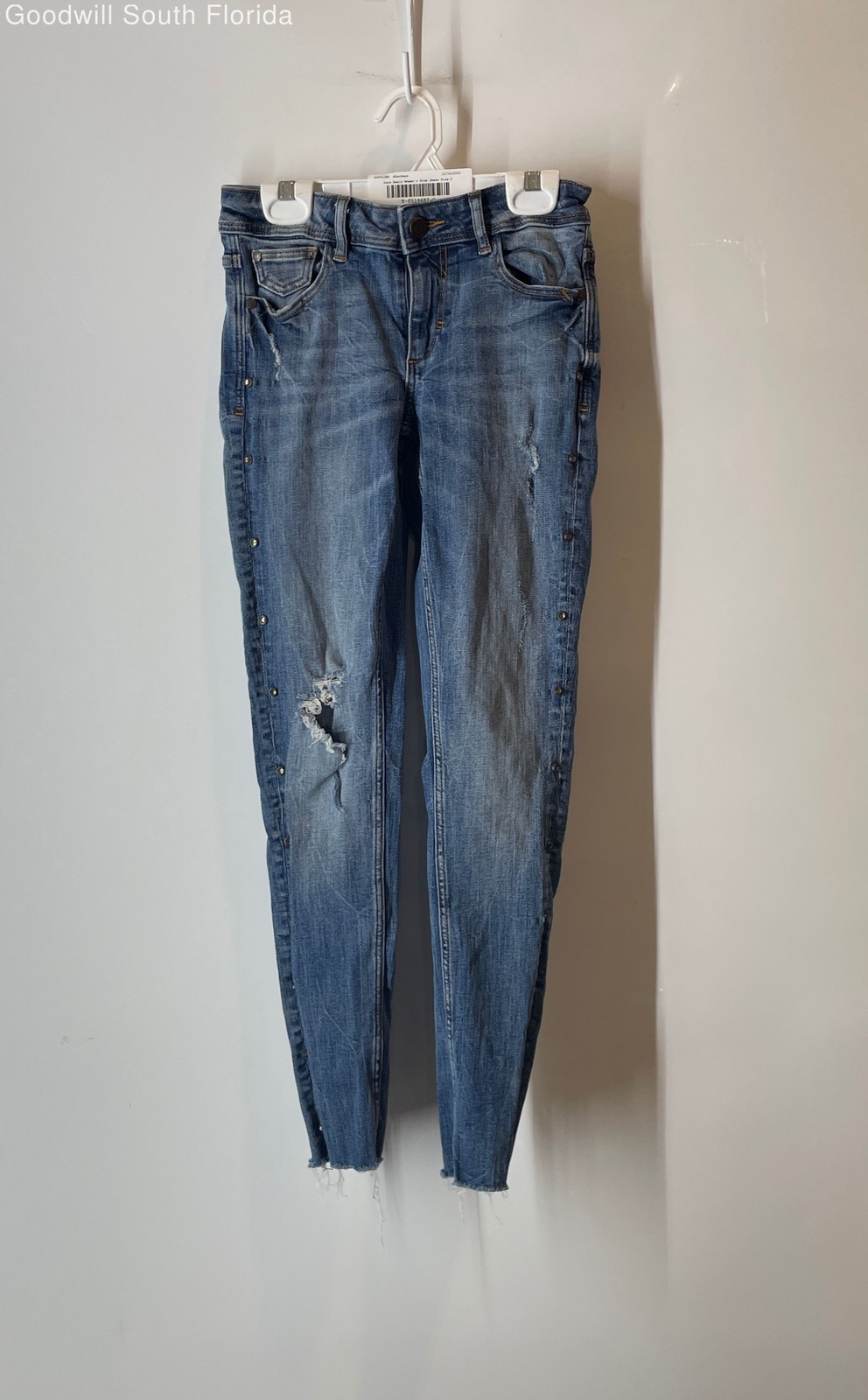 Zara Basic Womens Blue Distressed Medium Wash Den… - image 1