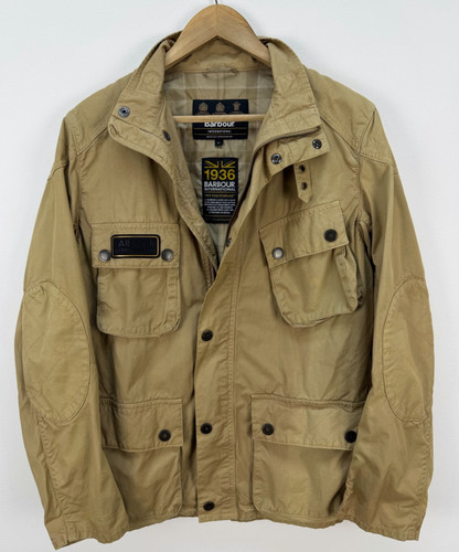 Barbour International Smokey Utility Field Jacket Beige Cotton Safari Mens M