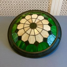 Tiffany style uplighter stained glass ceiling shade in metal frame 35cm
