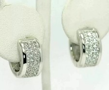 1.80Ct Round Cut White Moissanite Women's Hoop Earrings 14K White Gold Plated