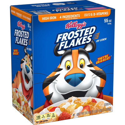 Kellogg's Frosted Flakes Cereal 55 oz Family Size Bulk Box - Fresh & Sealed.