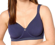 Breezies Comfort Breeze Underwire T-Shirt Bra 36D Navy A631860 Foam Cup 12345