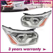 Headlights Assembly Pair For 2015-2023 Ford Transit 150 250 350 Chrome Housing