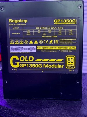 1250W電源　Segotep GP1350G 80 PLUS GOLD Used Segotep GP1350G 1250W 80+ GOLD Full Modular PC Power Supply