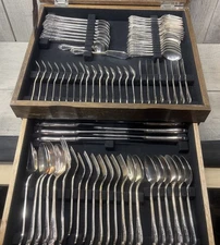 NAKAZATO NAB2 PATTERN MCM 80 Pc JAPAN Nickel Silver W/2 Tier Wood Case EUC