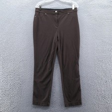 Chicos Brigitte Slim Leg Ankle Pants Brown Stretch Pull On Size 1 US 8 Short