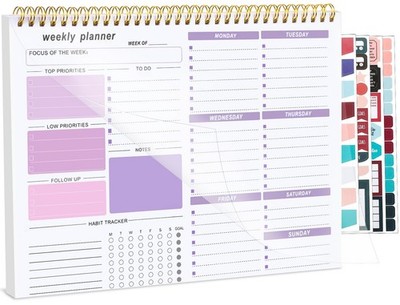 Thboxes Weekly Desk Planner, 8.5x11In To Do List Notepad, 52 Sheets, Purple |...