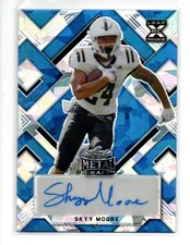#858 Skyy Moore 2022 Leaf Metal Draft-SM1 Chiefs RC Auto 4/20 Blue Crystal Ice