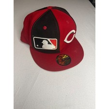 New Era 59FIFTY Cincinnati Reds MLB Fitted Hat 7 5/8 Red Black Split Logo Cap