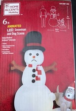 CHRISTMAS AIRBLOWN 6 Ft ANIMATED LED SNOWMAN DOG SCENE INFLATABLE BLOWUP NEW NIB