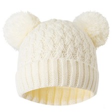 Kids Toddler Winter Hat Knitted Beanie Hat with Double Pom Warm Fleece Lined ...