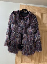 Nastygal Tassle Shiny Sequin Coat (size 2)And Skirt (size 4) New Without Tags