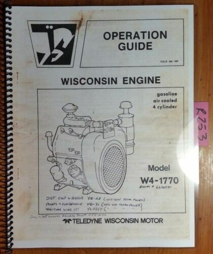 Wisconsin W4-1770 Gasoline 4 Cylinder Air Cooled Engine Owner Operator's Manual
