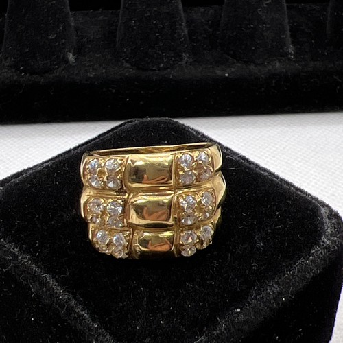 Elegant Solid 18K Yellow Gold White CZ Unisex HANDMADE Band Ring 7.8gr. Size 7.5 - Picture 10 of 12