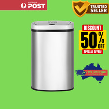 50L Motion Sensor Rubbish Bin Automatic Stainless Steel Waste Trash Can Kitchen