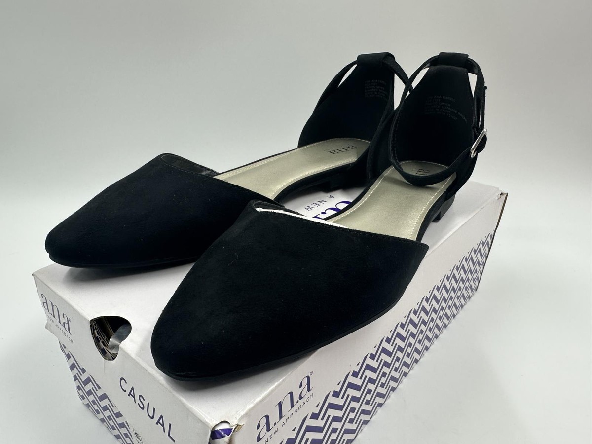 A New Approach Darell Black Suede Pointed Toe Ballet Flats Womens Size 10M  NWB