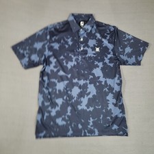 FootJoy Polo Mens Large Blue Floral Camo Golf Shirt Performance All Over Print