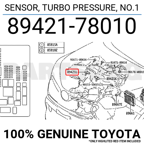 8942178010 Genuine Toyota SENSOR, TURBO PRESSURE, NO.1 89421-78010
