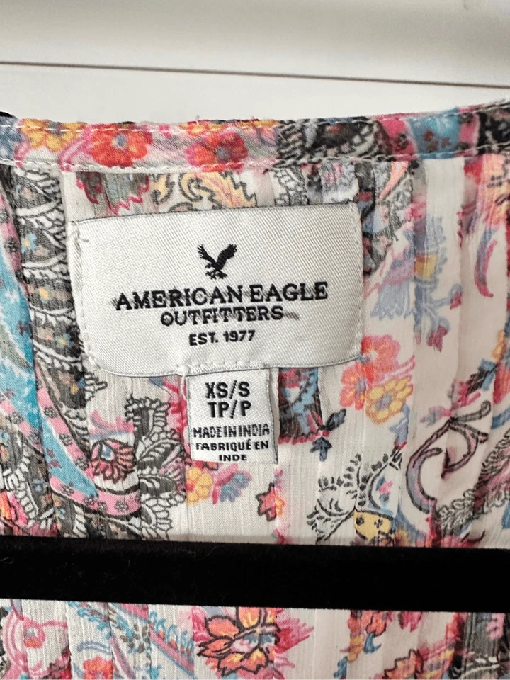 American Eagle Outfitters Sheer Gauzy Paisley Kimono Top Cubre Mujer XS/S Foto 3 de 4