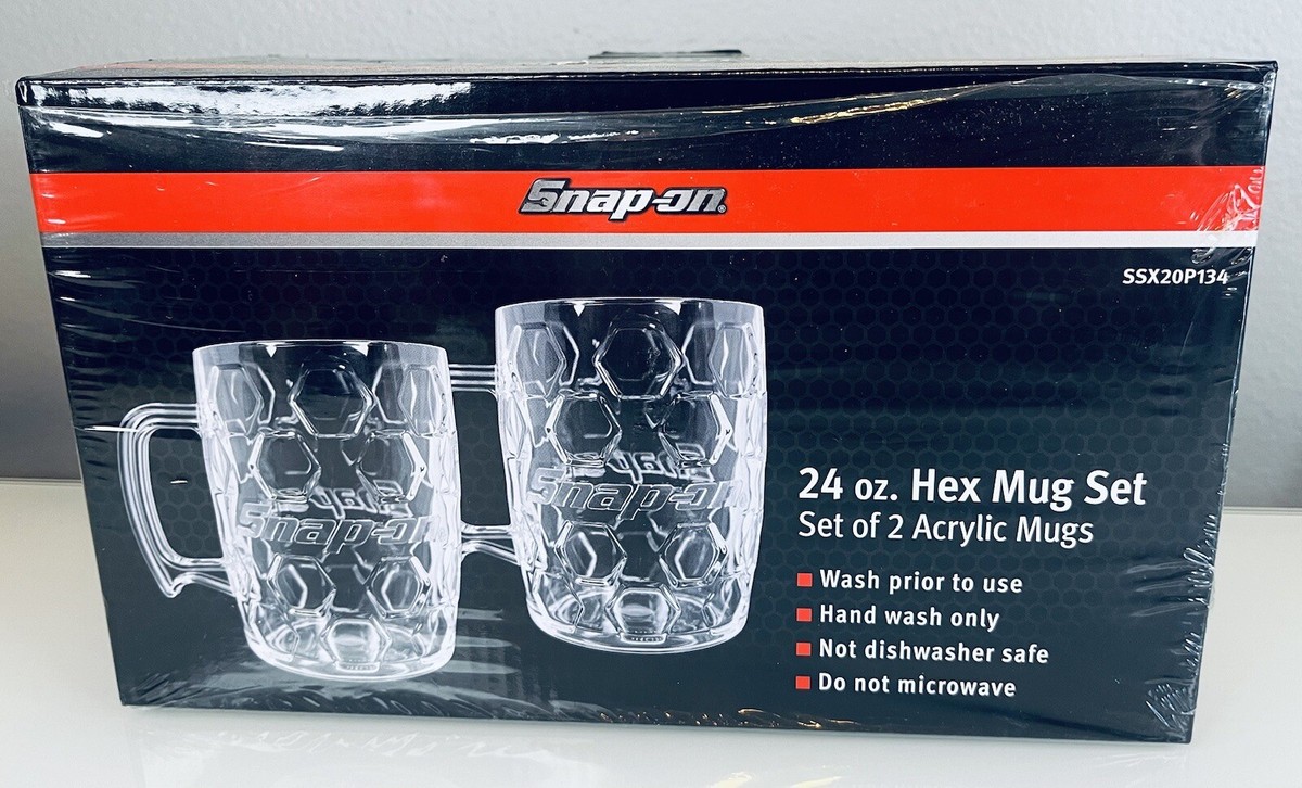 Snap-On Tools 24oz Hex Mug Set Of Two Acrylic Mugs (SSX20P134) - Open Box