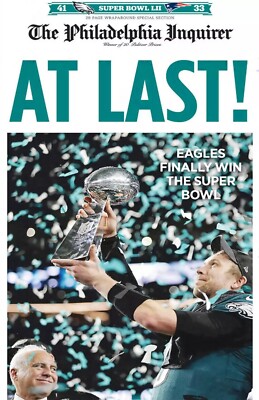 Philadelphia Inquirer Eagles Super Bowl Newspaper rePrint Poster (C)