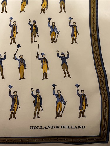 Holland & Holland Huntsman England Silk Pocket Square scarf EUC 18.5x18.5 - Picture 2 of 5