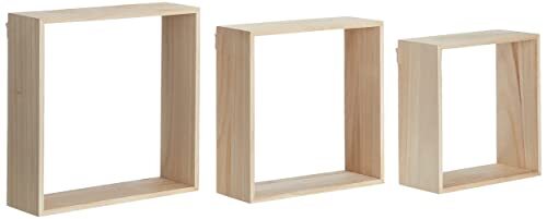 Artemio - Set di 3 mensole quadrate da decorare, legno, beige, 30 x 10 x (p3x)