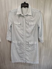 J Crew Women's Button Front Shirt Dress Blue Stripes Preppy Cruise Vacation