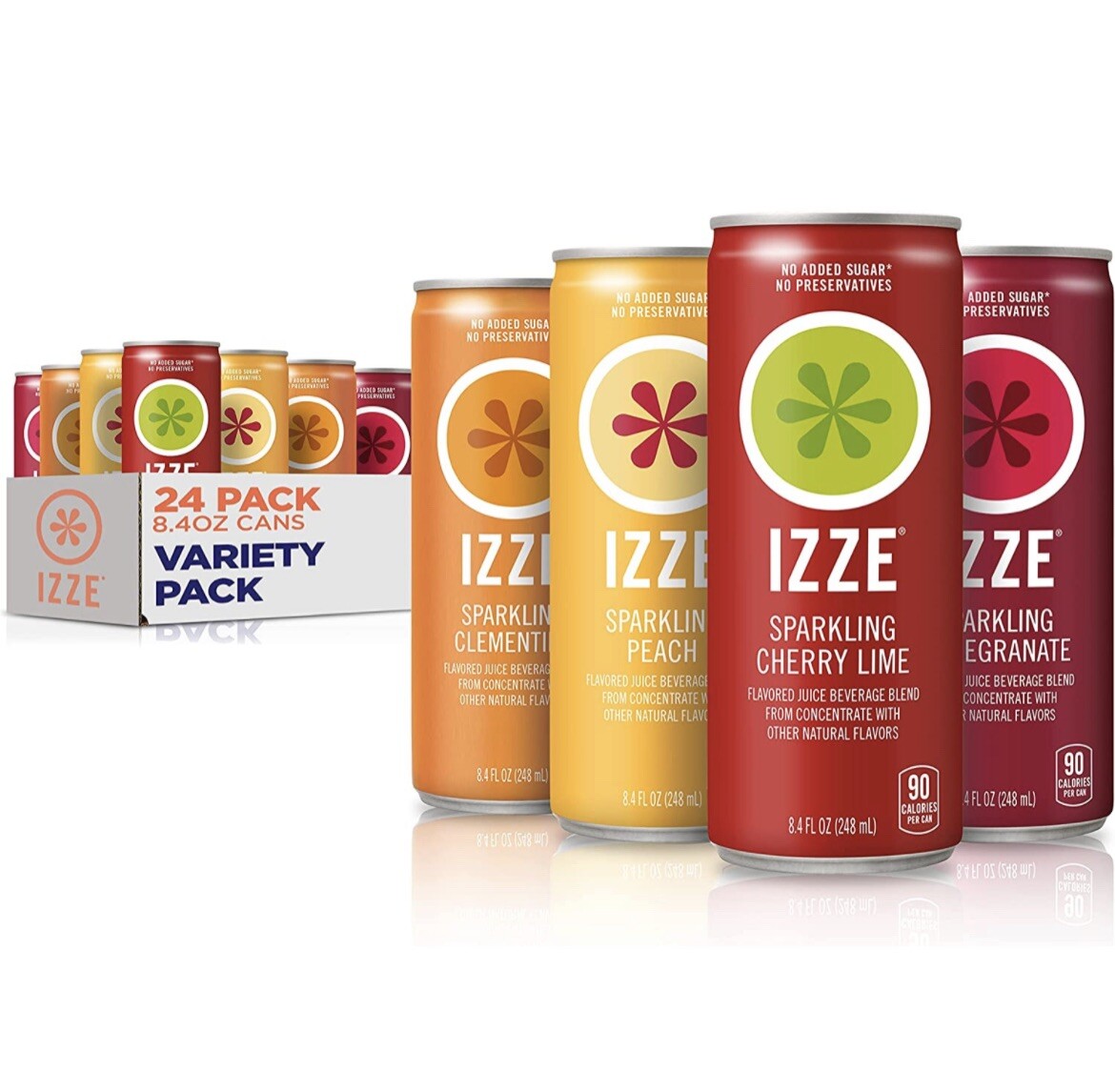 Izze Sparkling Juice, 4 Flavor Sunset Variety Pack, 8.4 Fl Oz