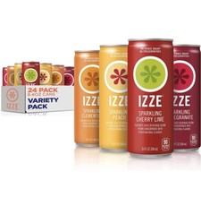 Izze Sparkling Juice, 4 Flavor Sunset Variety Pack, 8.4 Fl Oz Pack of 24