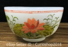 4.4" Old Chinese Dynasty Glaze Paintings Flower Bird Pattern Bowl Bowls