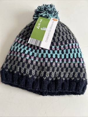 Kinder Ski Bommelmütze, Crane, Alter 11-12 Jahre, Fleecefutter, marineblau/blau/grau, neu mit Etikett