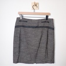 Express Skirt Black Gray Faux Leather Accents Pocket Trim Women 10