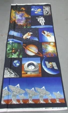 BENARTEX quilt-craft fabric SPACE EXPLORATION PANEL (3383-99) Space Race Wide!