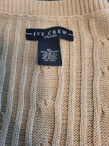 Vintage Mens XL J Ivy Crew Beige Sweater Vest Buttonup - Picture 2 of 4