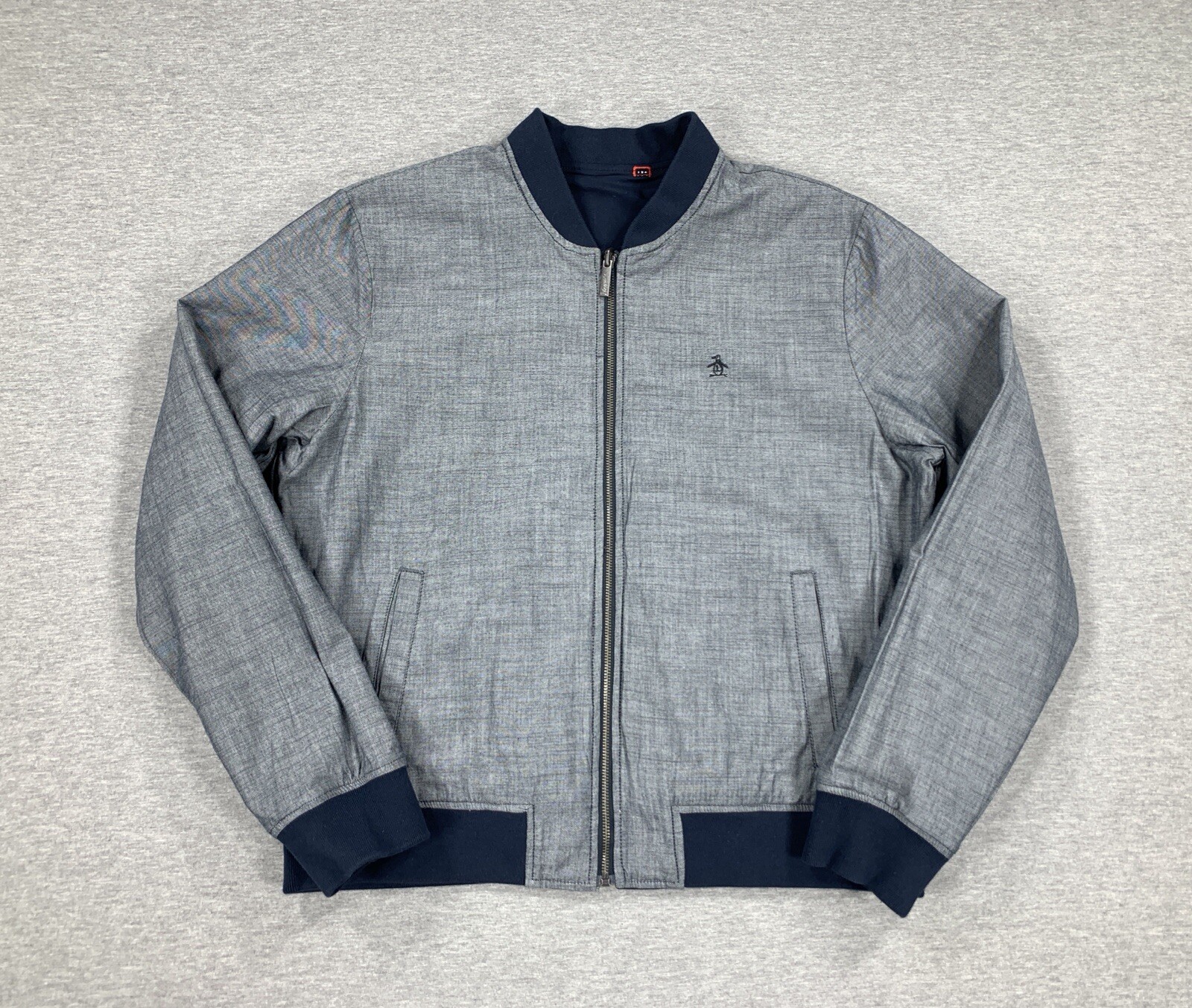 $175 Original Penguin Men's Reversible Full Zip Jacket Navy Gray Men's Large image 2