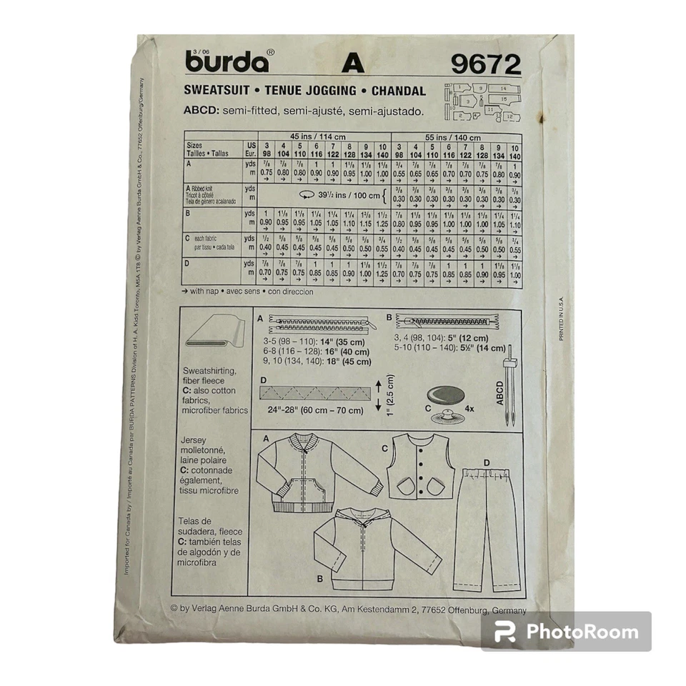 Burda 9672 Boys Jacket Top Vest Pants Sewing Pattern Uncut Size 3-10 - Image 2 of 4