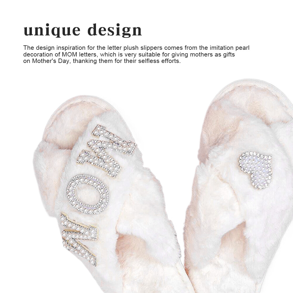 APL Pantofole casual lettere perle mamma fascia incrociata regalo festa della mamma antiscivolo morbide calde