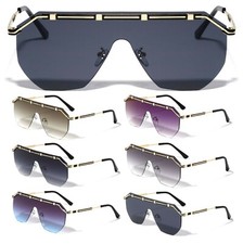 LUXURY RIMLESS ONE PIECE LENS SHIELD AVIATOR SUNGLASSES RETRO ELEGANT FANCY VTG