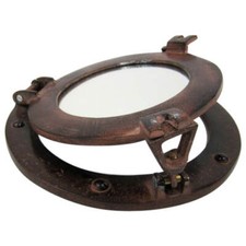 Large Ships Cabin Porthole Mirror 12" Aluminum Bronze Finish Nautical Wall Decor