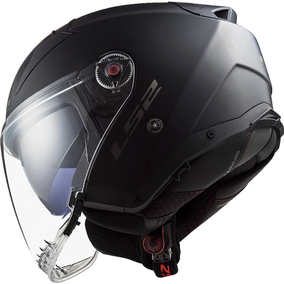 Casco de motocicleta LS2 Infinity II sólido cara abierta con protector solar negro mate Foto 3 de 3