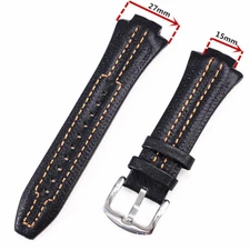 15/27MM For Seiko SNL017P1 SNA481P Sportura Genuine Leather Watch Band Strap