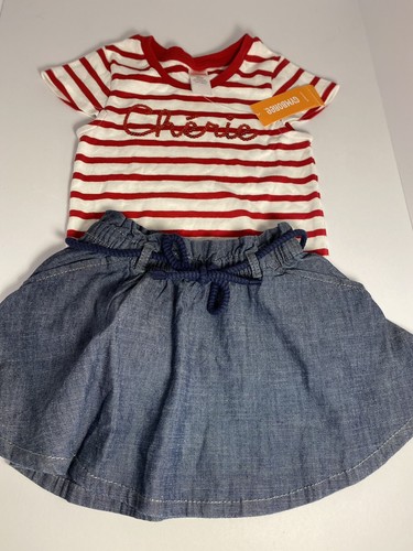 NWT Gymboree Girls Sz4 PARISIAN AFTERNOON Chambray Skirt, Red Striped Cherie Top - Picture 9 of 9