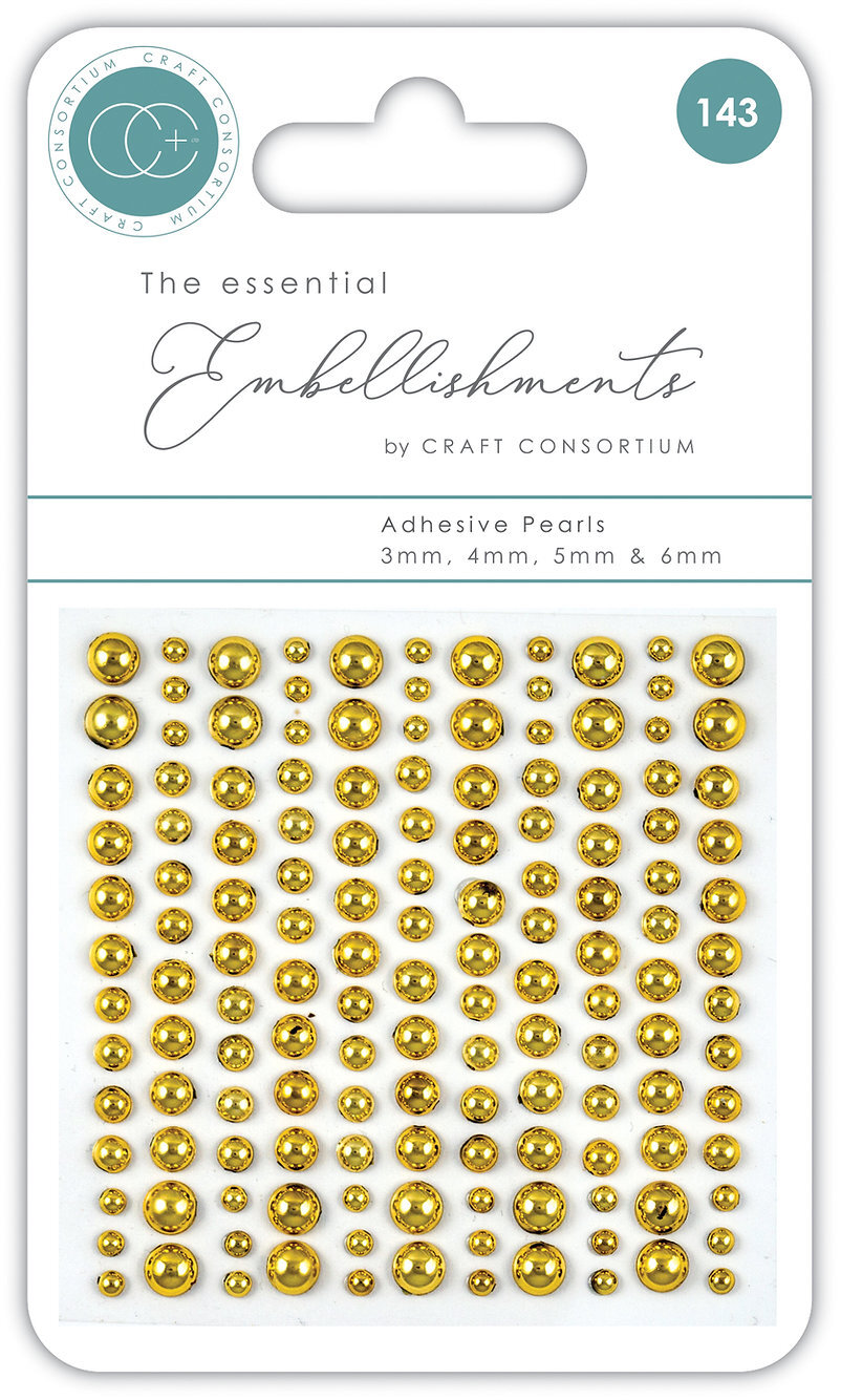 Craft Consortium Self Adhesive Pearls Gold 143 Pc Christmas Birthday Card Making