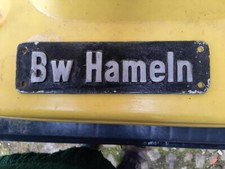 Dampflokschild Bw Hameln,  G AL Mg 3( Cu ) ca. 6 x 22 cm, Stärke 3 mm