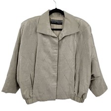 Vintage 80's Linda Allard Bomber Jacket S Metallic Gold Linen Formal Quilted